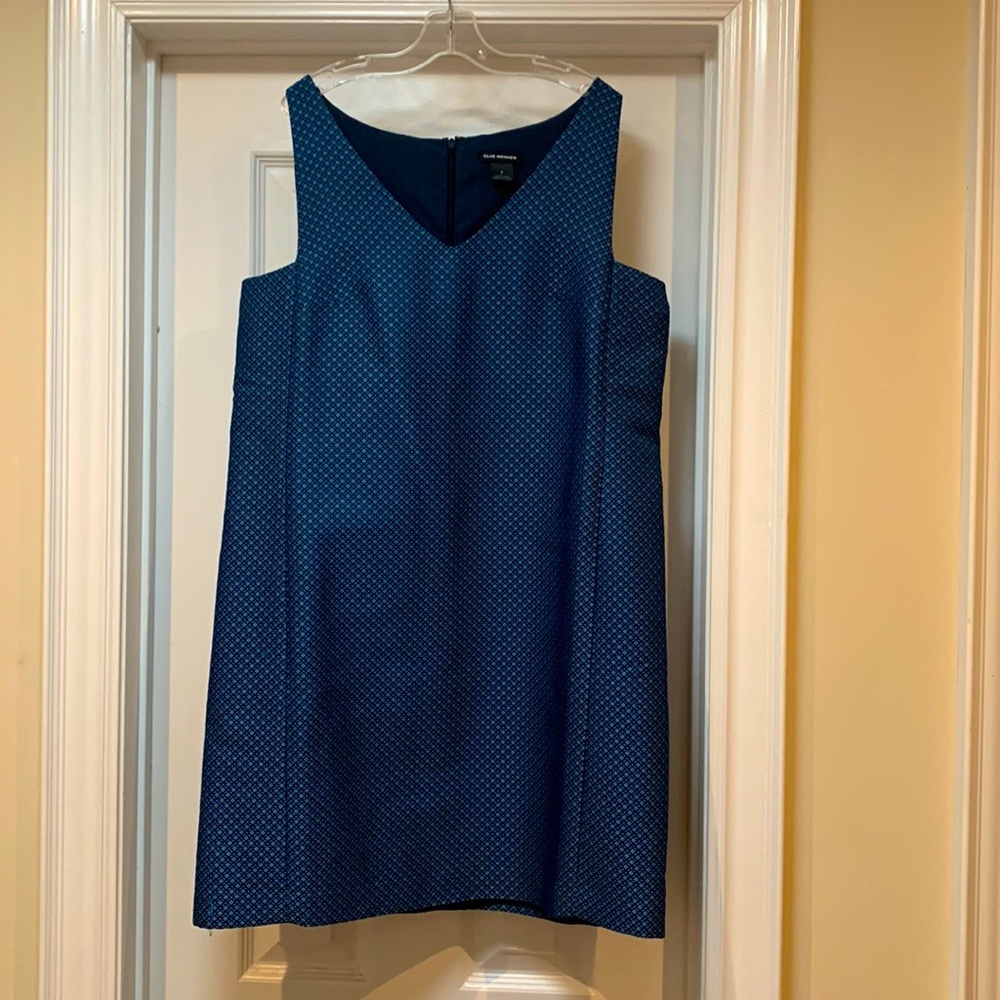 Club Monaco Blue Small Square Printed Cocktail Dress